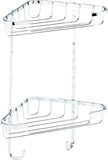 Croydex 2 Tier Corner Shower Caddy Rust Free Basket Bathroom Storage With Hooks