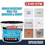 Evo-Stik Wall Tile Adhesive And Grout Mould Resistant Ready To Use 1 Litre White