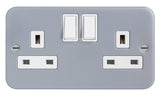 Metal Clad Socket 2 Gang Switched Socket Outlet Double Industrial Garage Bar13 A