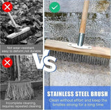 Metal Wire Stiff Garden Broom Brush With Bracket And Wooden Handle 12"Galvanised