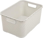 Nestable Rattan Storage Box Basket Container Plastic Wicker Tray With Handles