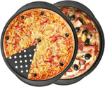 2 x KasaBona Non-Stick Carbon Steel Pizza Perforated Pan Tray, 12 Inch 32.5cm