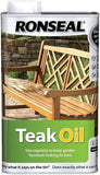 Ronseal Teak Oil Water Repellent Hardwood Garden Furniture Protection 500ml - 1L