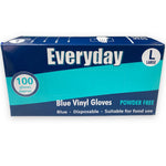 Disposable Blue Vinyl Gloves Powder and Latex Free Food Grade Large Size