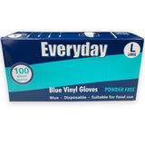 Disposable Blue Vinyl Gloves Powder and Latex Free Food Grade Large Size