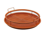 Homiu Multi Purpose Round Copper Crisper Tray Set Non Stick Oven Baking Pan