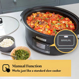 5.6L Crockpot TimeSelect Digital Slow Cooker Removable Stoneware Bowl Black