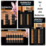 Duracell Plus Power 9V, C, AA & AAA Long Lasting Power Alkaline Batteries