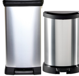 Curver Deco Black & Silver Pedal Bin Kitchen Bathroom Toilet Rubbish Dustbin