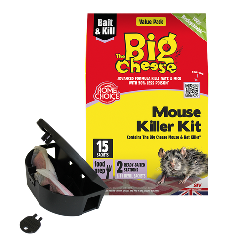 Big Cheese Mouse Killer Kit Fast Acting Highly Palatable Bait Rodent 6/15 Sachet