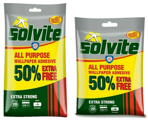 Solvite All Purpose Extra Strong Adhesive Wallpaper Paste 7.5-15 Rolls Easy Mix