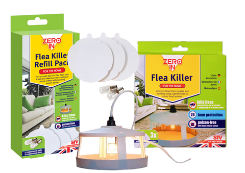 Zero In Flea Trap Killer Home Dog Fleas Kill Poison Free Refill Discs Bulb Comb