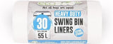 2 x 30 Swing Bin Liners Heavy Duty Large 55 Litre Extra Strong White Eco Bags