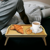 Bamboo Wooden Bed Tray With Folding Legs Serving Breakfast Lap Tray Table Mate