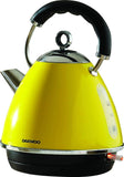 1.7L Daewoo Soho Yellow 3KW Electric Rapid Boil Rotational Base Pyramid Kettle