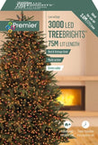 Premier Multi Action Treebrights 3000 LED Christmas Lights with 8 Hour Timer