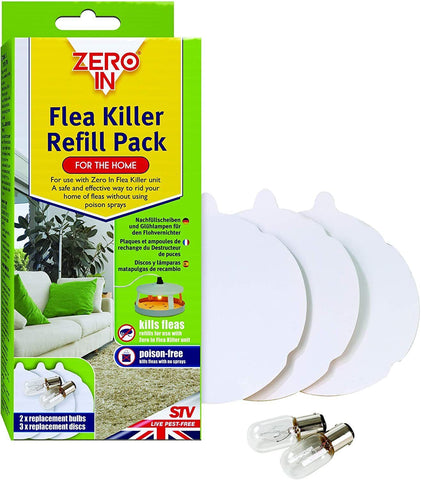 Zero In Flea Killer Reffil Pack 2 Bulbs & 3 Discs Replacements Electronic Unit32