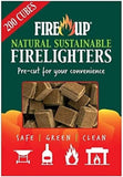 Fire Up Natural Sustainable BBQ Firelighters Safe, Green, Clean Box Of 200