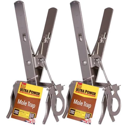 2 x Mole Vole Claw Scissor Traps Heavy Duty Professional Quick Kill Fast Metal