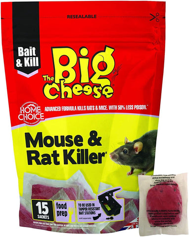 Big Cheese 6 - 15 Pasta Killer Sachet Bait Poison Rodent Mice Mouse Rat Trap