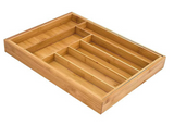 Extendable Bamboo Cutlery Tray Kitchen Drawer Organiser 9 Storage Compartments