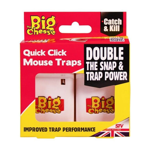 Big Cheese STV147 Quick Click Reusable Baited Rat & Mouse Traps Rodent Pack of 2