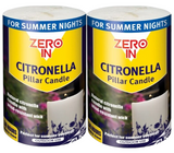 2 X Citronella Pillar Candle Outdoor Garden Summer Nights 38 Hours Burn