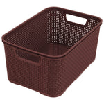 Nestable Rattan Storage Box Basket Container Plastic Wicker Tray With Handles