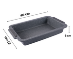 Set Of 2 Carbon Steel Non-Stick Marble Coated Roasting Pan Baking Oven Trays