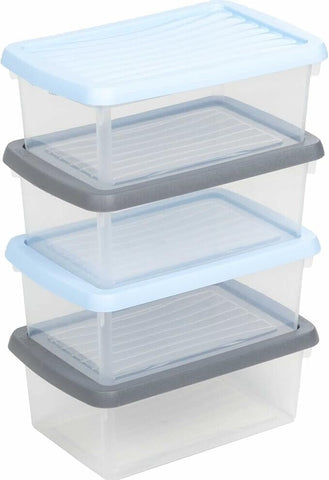 Wham Handy Storage Stackable Boxes With Lids Set Of 4 3.5L 2 Assorted Colours