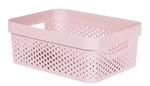 Curver Nestable Rattan Plastic Storage Basket Dot Boxes Tray Kitchen Home Office