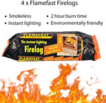 FlameFast Instant Lighting 4 Firelog & 4 Firelighters Fireplace Fuel Fire Log  