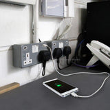 Metal Clad Socket 2 Gang Switched Socket Outlet Double Industrial Garage Bar13 A