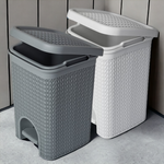 Plastic Lace Effect Bathroom Clean Toilet Waste Pedal Bin White Or Grey 5L