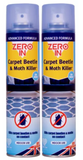 2 x Zero In Carpet Beetle & Moth Killer For Use On Carpet & Upholstery 300ml