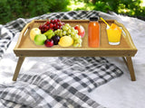 Bamboo Wooden Bed Tray With Folding Legs Serving Breakfast Lap Tray Table Mate