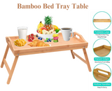 Bamboo Wooden Bed Tray With Folding Legs Serving Breakfast Lap Tray Table Mate