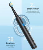 Fairywill Sonic Electric Toothbrush USB Rechargeable Timer With 8 Heads Black