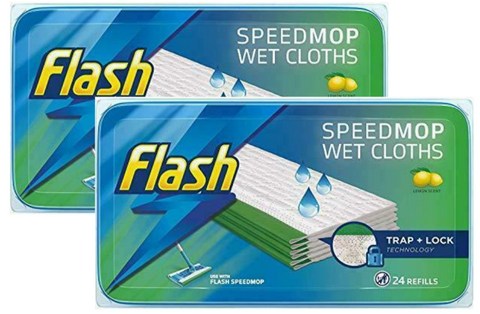 Flash Power Mop 24-48 Refill Cleaning Pads Disposable Absorbent Cloths Powermop