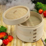 Handmade Chinese Bamboo Steamer Cooker Lid 2 Layer Tier - 10 inch 25cm