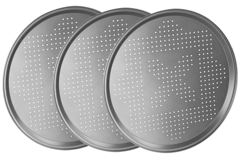 Chef Aid Bakeware Non Stick 30cm Pizza Pan Crisper Oven Dish Tray 3 Piece Set