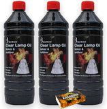 Bird Brand Clear Lamp Oil 1L x3  Indoor & Outdoor Includes KasaBona Safety Match