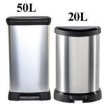 Curver Deco Black & Silver Pedal Bin Kitchen Bathroom Toilet Rubbish Dustbin