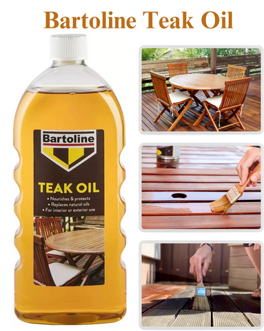 Bartoline Teak Oil Garden Wood Sealer Furniture Nourishes & Protects 1L