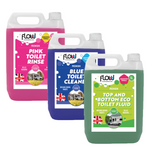 Flowchem Eco Toilet Fluid Cleaner Rinse Caravan Motorhome Blue Pink Top & Bottom