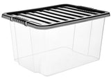 TML Clear Plastic Storage Boxes With Lids Home Office Stackable Containers Box