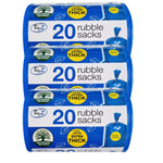 Tidyz Extra Thick Blue Rubble Sacks Builders Rubbish Waste Heavy Duty Strong Bags High Strength - Roll 10