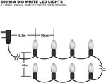Premier 600 LED Multi-Action Battery Operated Christmas TIMELIGHTS™ – Indoor/Outdoor String Lights with Timer – Vintage Gold, White/Warm White, Blue, Rainbow (Green Cable)