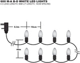 Premier 600 LED Multi-Action Battery Operated Christmas TIMELIGHTS™ – Indoor/Outdoor String Lights with Timer – Vintage Gold, White/Warm White, Blue, Rainbow (Green Cable)