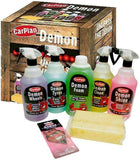 CarPlan Demon 7 Piece Car Cleaning Kit Gift Pack, Car Wash Snow Foam Shampoo, Wheel Cleaner, Tyre Shine, Spray On Shine, Interior and Exterior Cleaner, Sponge and Air Freshener